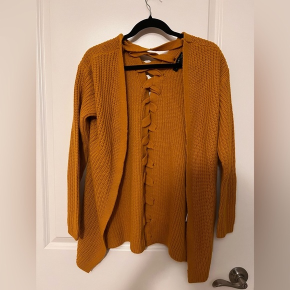 Derek heart yellow mustard cardigan size large - Picture 1 of 6